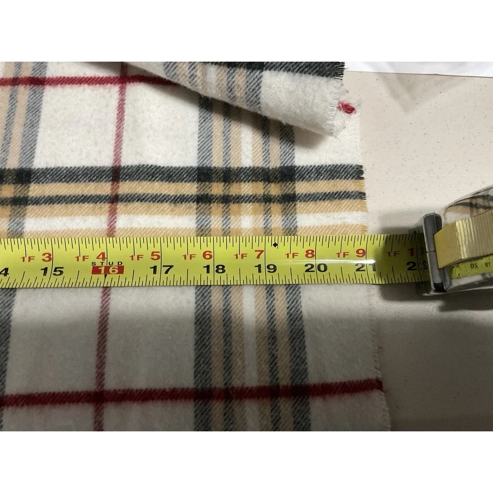Cashmink V Fraas Winter Scarf Tartan Plaid Tan Black Red Ivory Tassels Germany